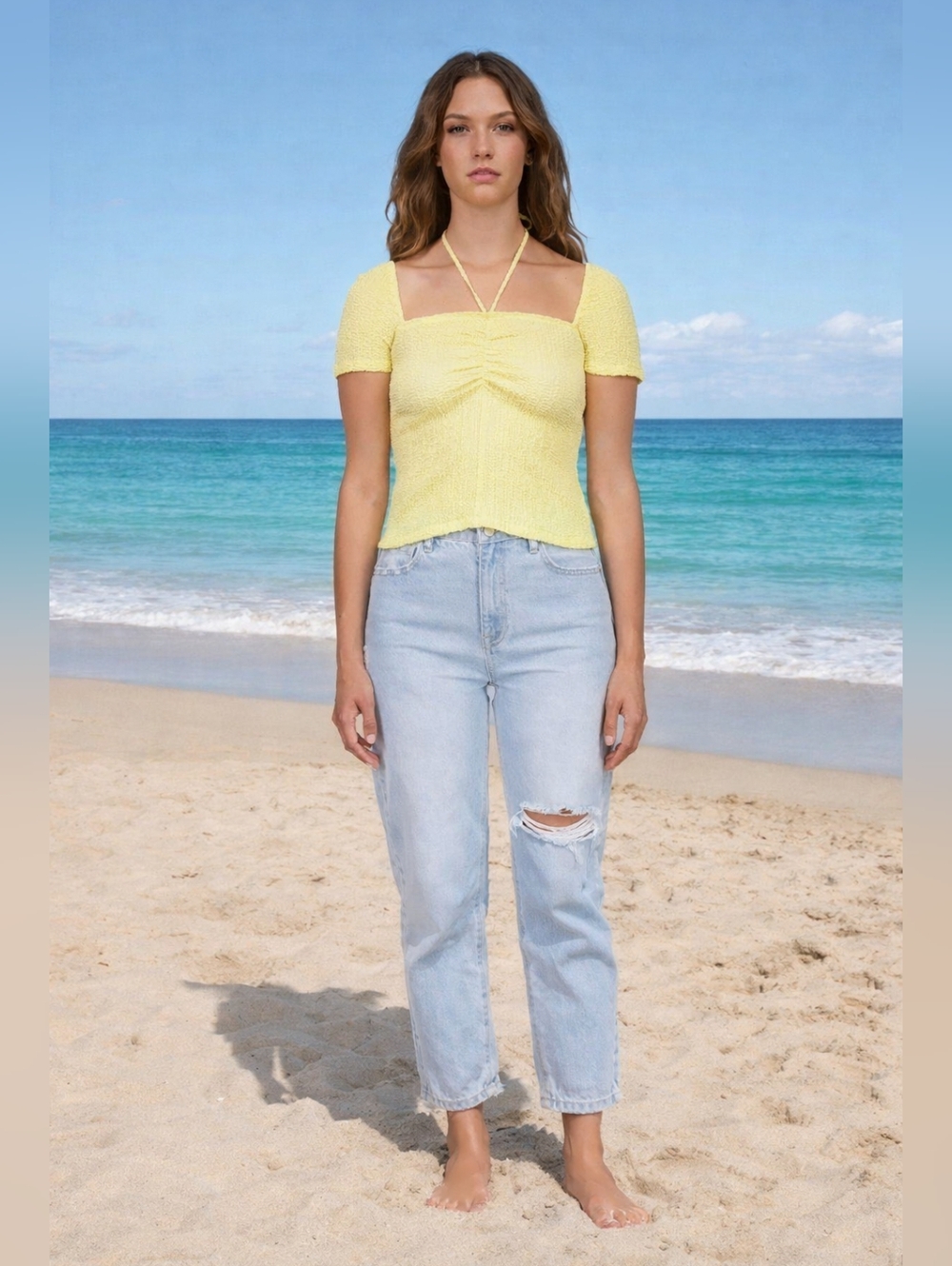 - Sanctuary Cap Sleeve Crop Halter Top Size Medium. NWT